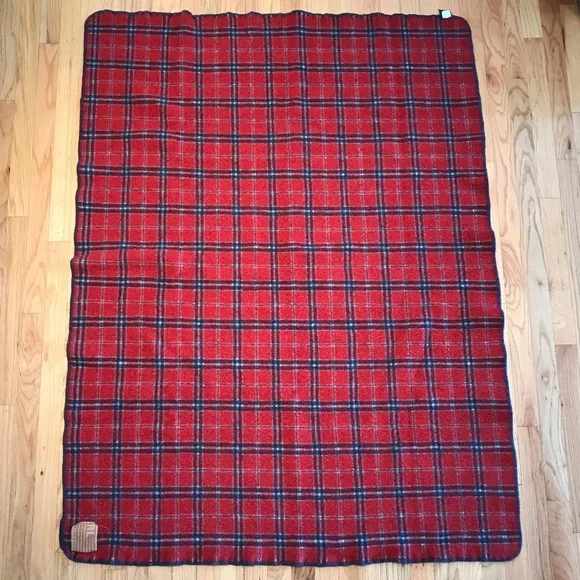 FESTIVAL 🔥 VINTAGE RALPH LAUREN 100% WOOL PLAID THROW BLANKET - Picture 2 of 8